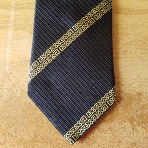 Patrick Francis Ireland 100% Silk Neck Tie Navy & Gold